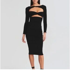 NWT Ser.O.Ya By Retrofete Eden Cut Out Black Long Sleeve Midi Dress